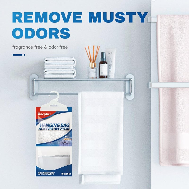 Vacplus Moisture Absorbers Packets, Fragrance Free 20 Pack, Humidity Packs, Dessicant Packets, Hanging Closet Dehumidifier Bags, Odor Eliminator for Bathroom 9.8OZ - Image 4